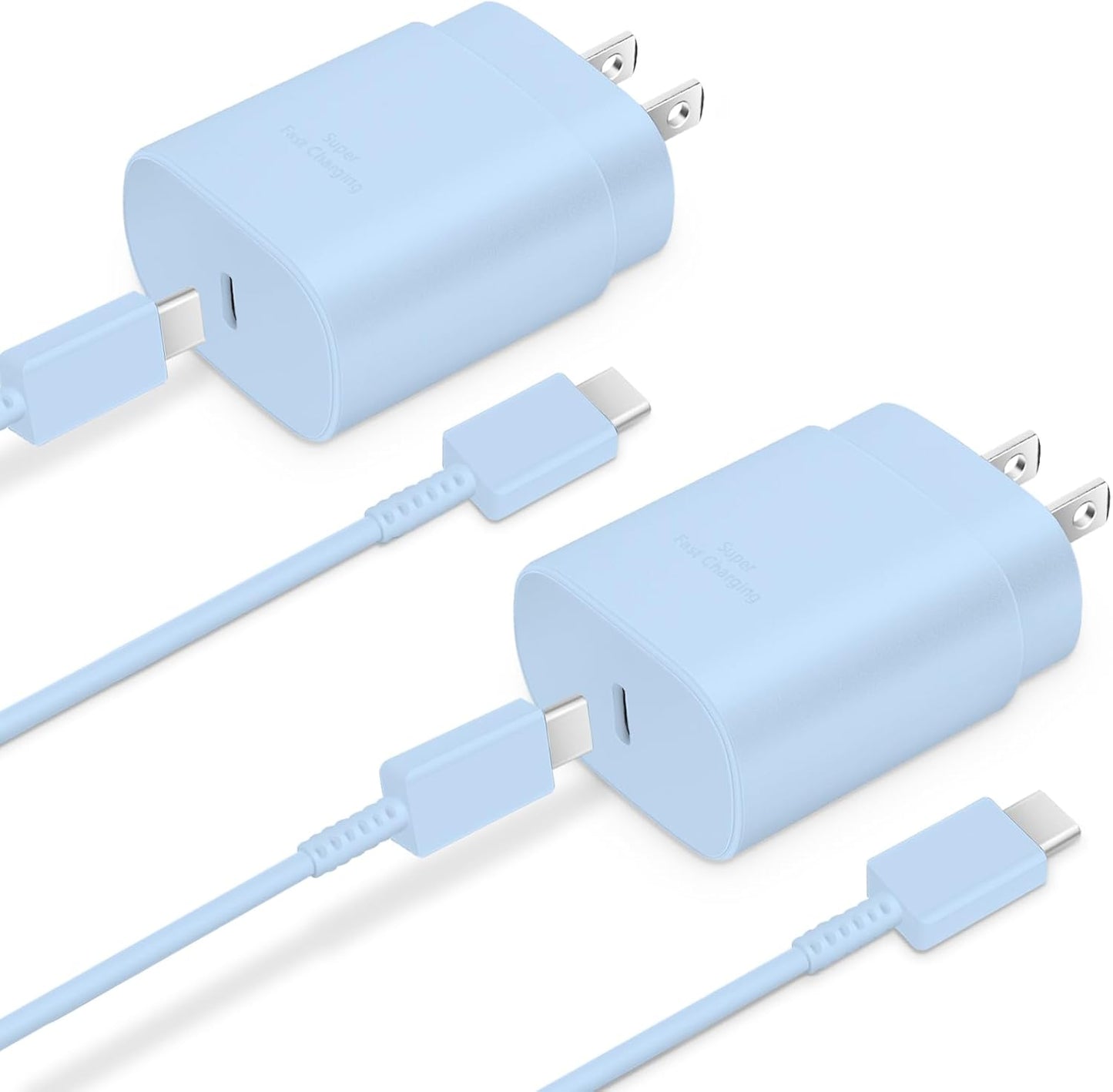 Type C Charger 2-Pack 25W Type C Fast Charging Block with 6ft USB C Charger Cable Compatible with Galaxy S25 S24 S23 S22 S21+/Phone 17/16/16 Pro Max/15/15 Pro Max/15 Plus-Black