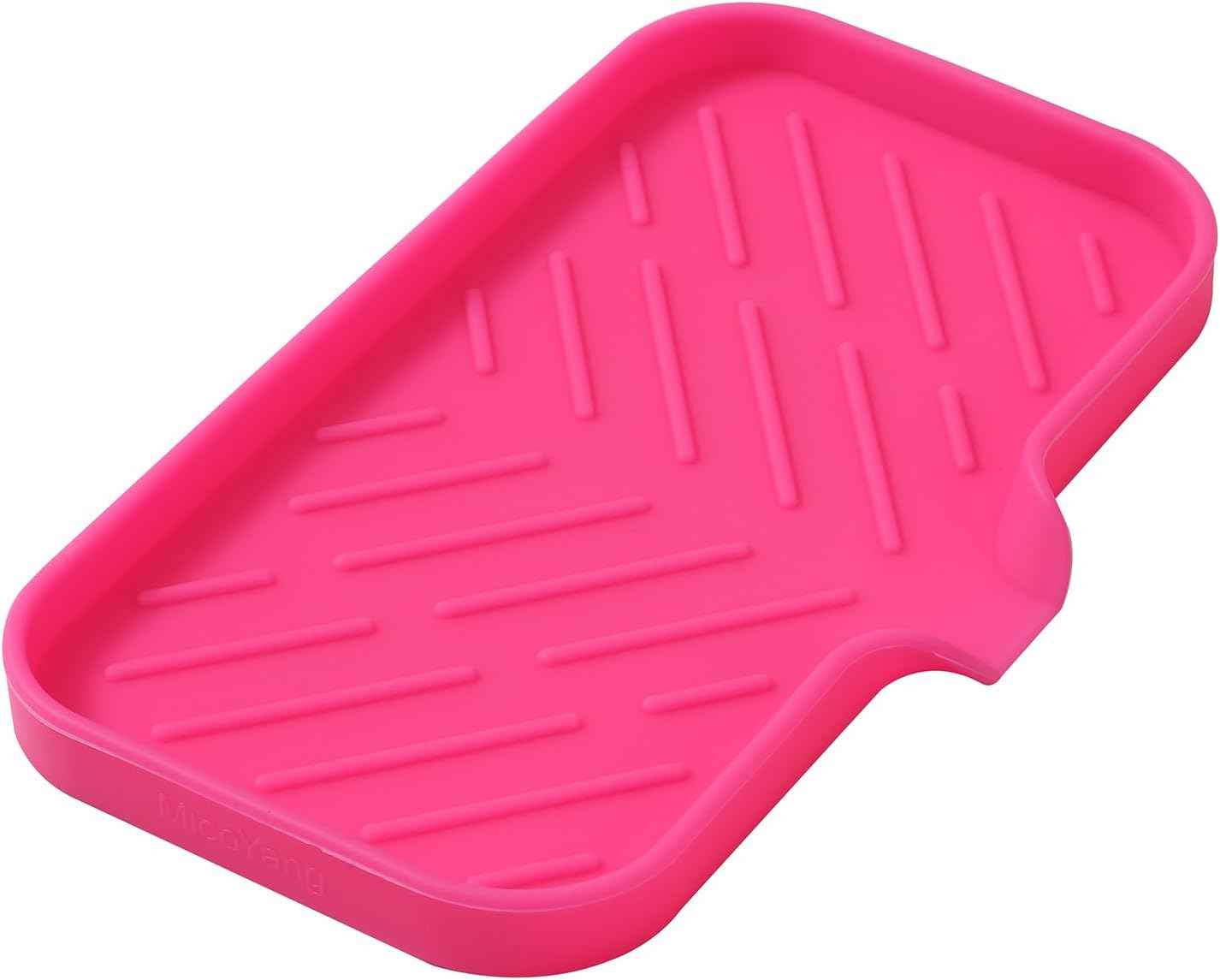 Silicone Bathroom Soap Dishes with Drain Spout-Bathroom and Kitchen Sink Organizer,Sponge Holder,Dish Soap Tray,Perfect for Dispenser,Scrubber,Bottle,Cup on Sink or Counter-Black 4.9"Γ3.2"