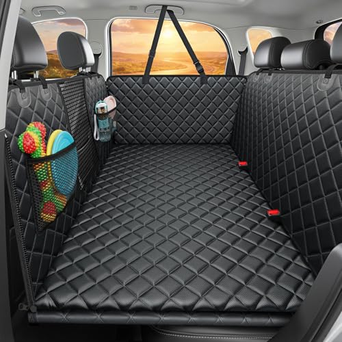 URPOWER Back Seat Extender for Dogs - Large Hard Bottom Dog Car Seat Cover Holds 550lbs, Waterproof Comfortable Dog Hammock Pet Bed with High-Density Foam Non-Slip Backseat Protector for Cars, SUVs