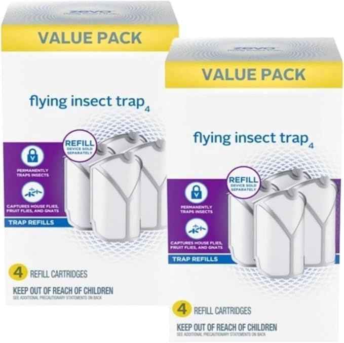 Zevo Flying Insect Trap & 3 Refill Cartridges - Plug in Fly Trap & Indoor Bug Catcher for Gnats, House & Fruit Flies - Blue & UV Light Technology, Mess-Free Alternative to Bug Zapper