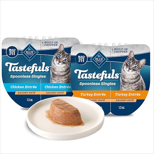 Blue Buffalo Tastefuls Spoonless Singles Variety Pack, Wet Cat Food PatΓ©, 2.6-oz. Twin-Pack Trays, Chicken & Turkey EntreΓ© (12 Count)