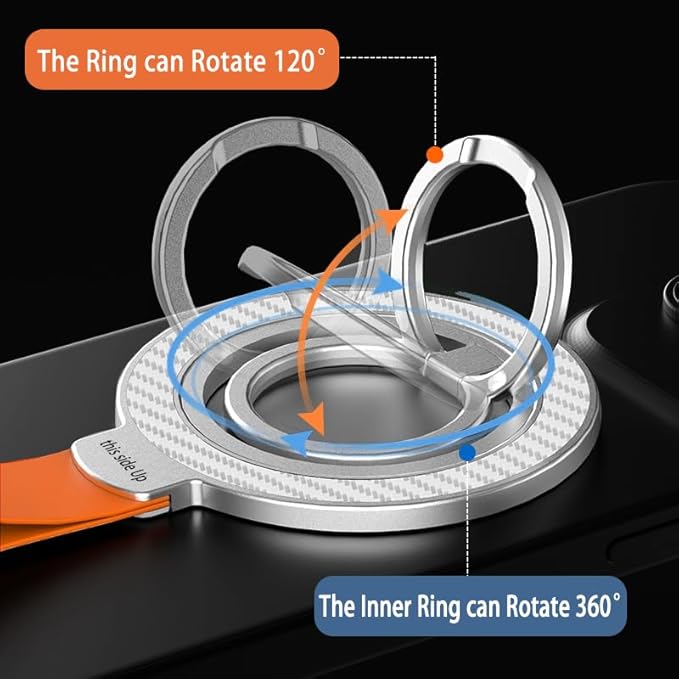 Magnetic Phone Grip Holder, Rotatable Magnetic Phone Ring Stand Holder, Magnet Cell Phone Grip Stand for iPhone 16 Pro/16/15/14/13/12