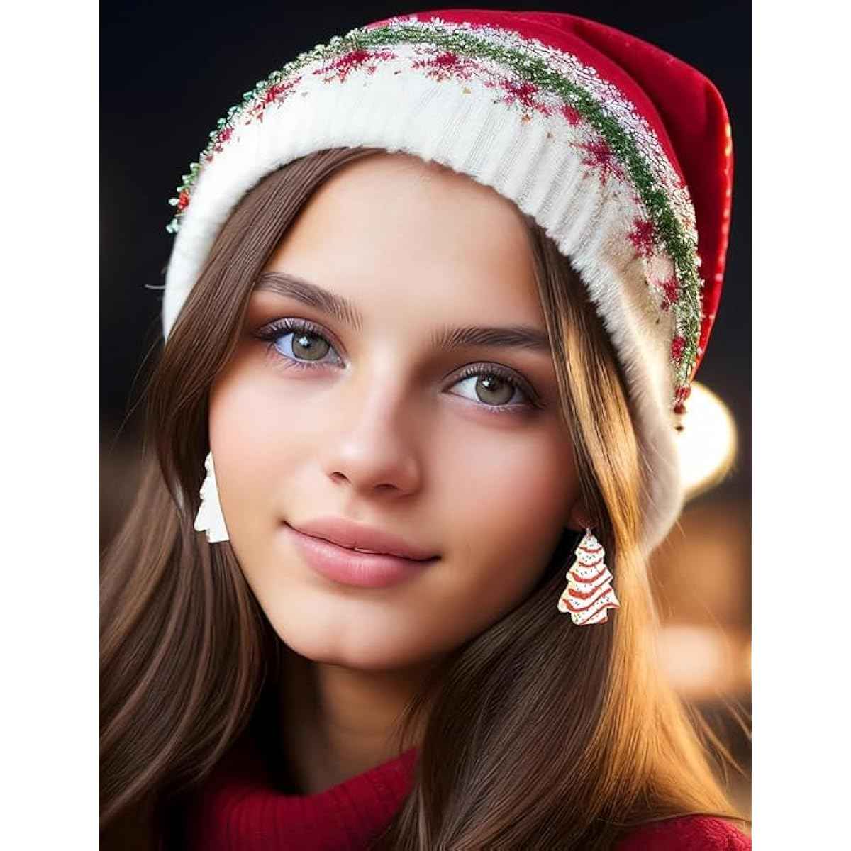 Christmas Earrings For Women, Xmas Accessories, Red White Green Drop Dangle Earrings for Holiday, Christmas Jewelry Gift.