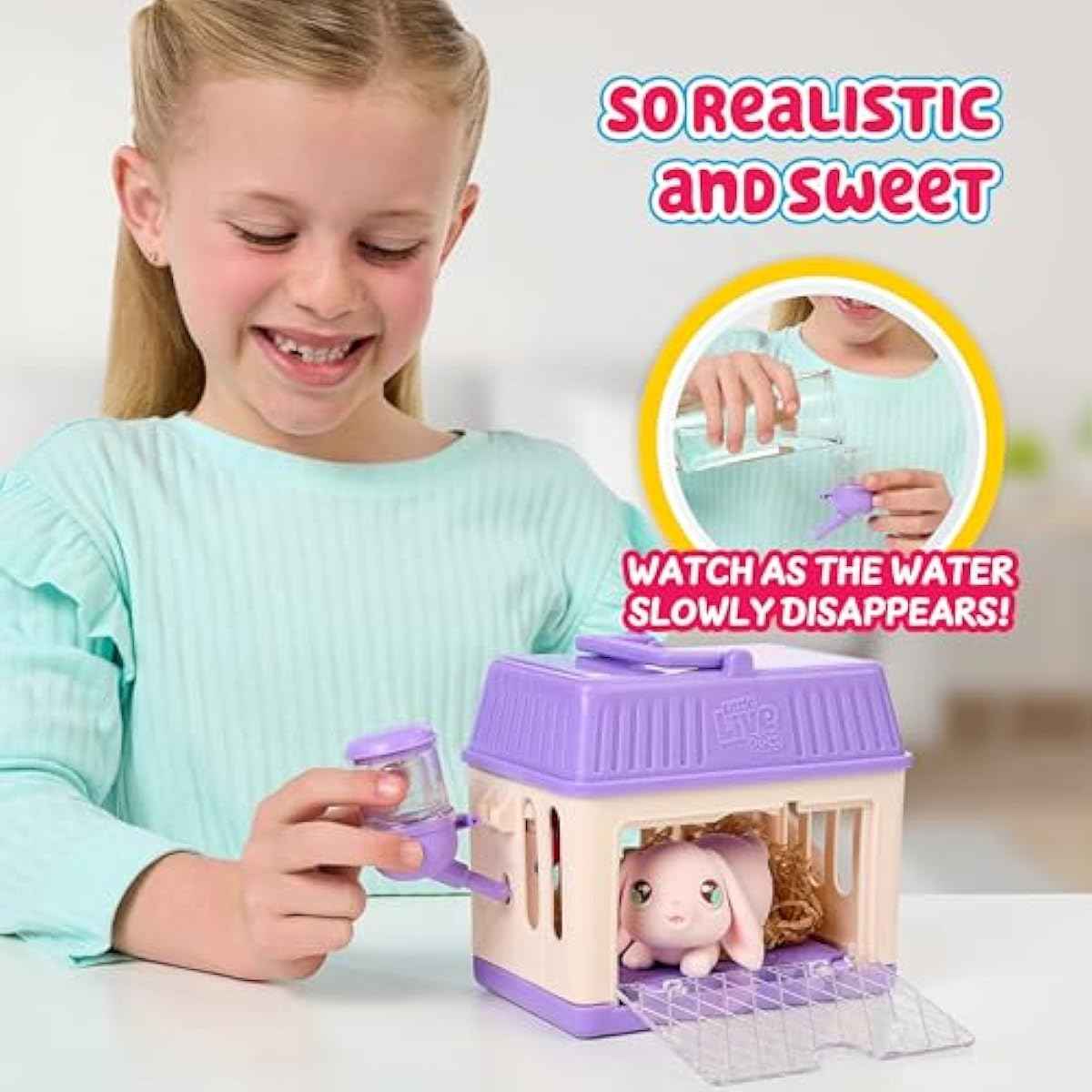 Little Live Pets Bunny Mini Interactive Toy Set, Hutch Animal Playset with 3 Surprise Babies, 20+ Sounds, Bunny Accessories for Girls Ages 3+