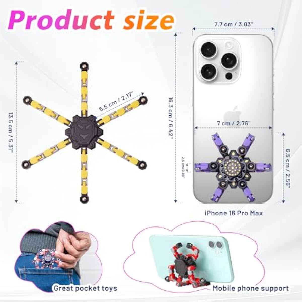Valentines Day Gifts Transformable Fidget Spinners Toys 4 Pcs for Kids and Adults Stress Relief Sensory Toys for Boys and Girls Age 8-13 Fingertip Gyros Easter Basket Stuffers for Teens