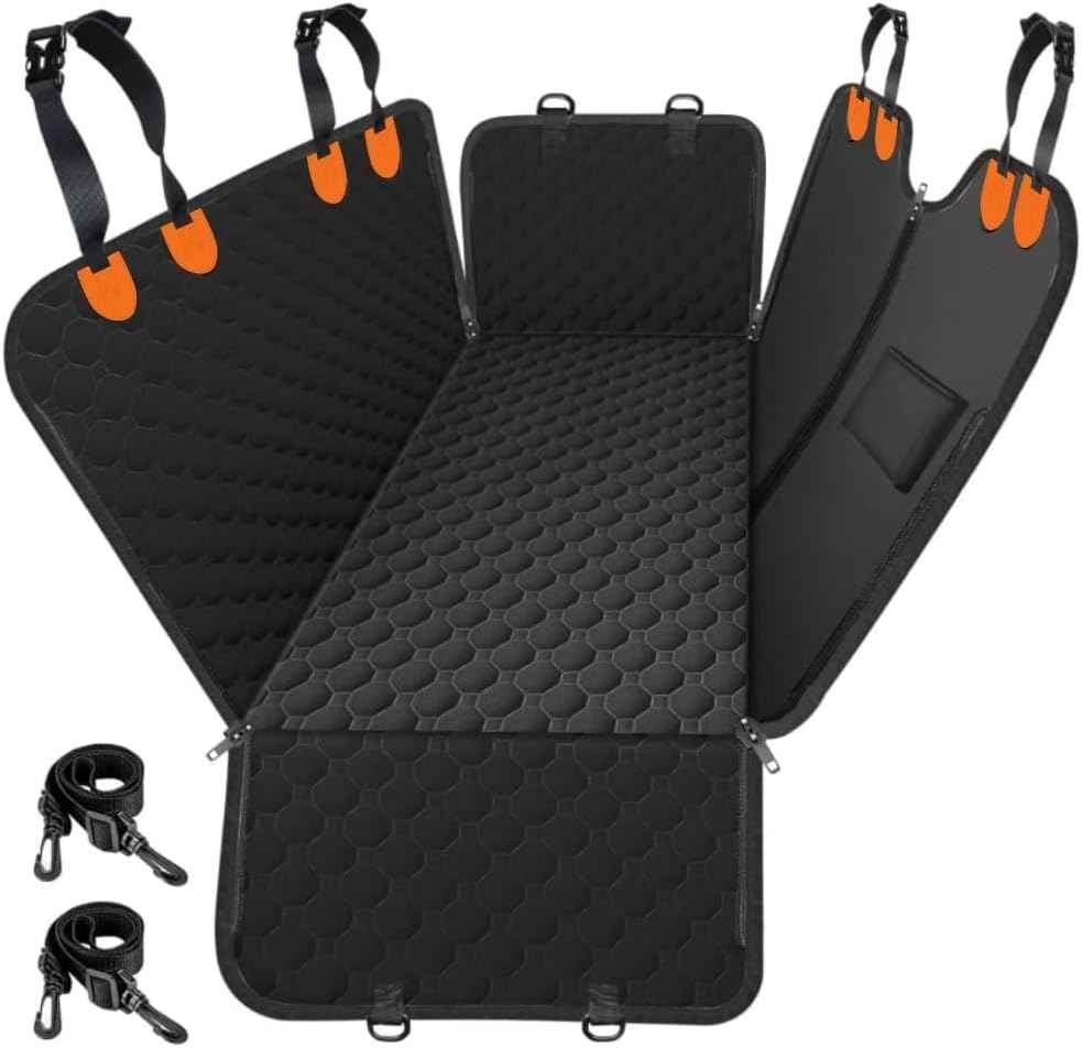 Mancro Dog Car Seat Cover for Back Seat, 2025 Upgraded 600D Heavy Duty Waterproof & Scratch-Resistant Dog Hammock for Car, Back Seat Pet Cover for Dogs with Sedan, Trucks and SUVs, Standard, Black