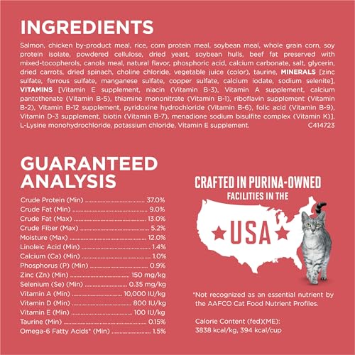 Purina ONE Natural Low Fat, Indoor Dry Weight Control High Protein Cat Food Plus Indoor Advantage With Real Salmon - 7 lb. Bag