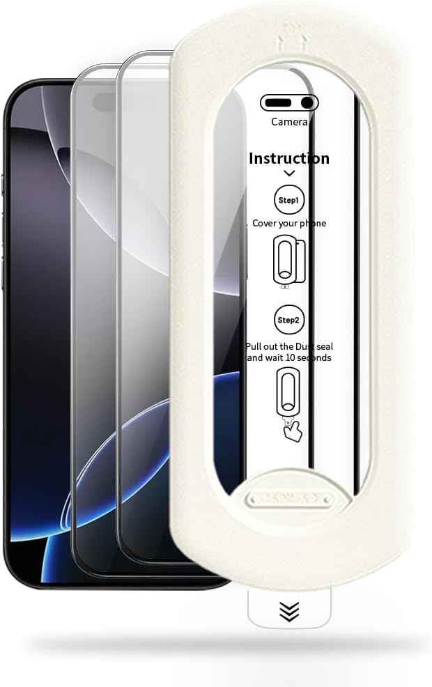 tempered glass screen protector for iPhone 17 with Auto-Alignment Kit, Auto Dust, 9H+ Military Grade Shatterproof, Glass Film, HD Clear, Case Friendly