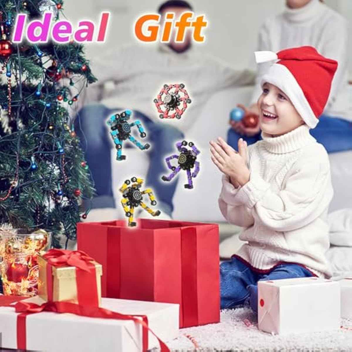 Valentines Day Gifts Transformable Fidget Spinners Toys 4 Pcs for Kids and Adults Stress Relief Sensory Toys for Boys and Girls Age 8-13 Fingertip Gyros Easter Basket Stuffers for Teens