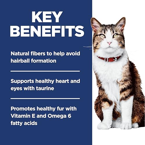 Hill's Science Diet Hairball Control, Adult 1-6, Hairball Control Support, Dry Cat Food, Chicken Recipe, 7 lb Bag