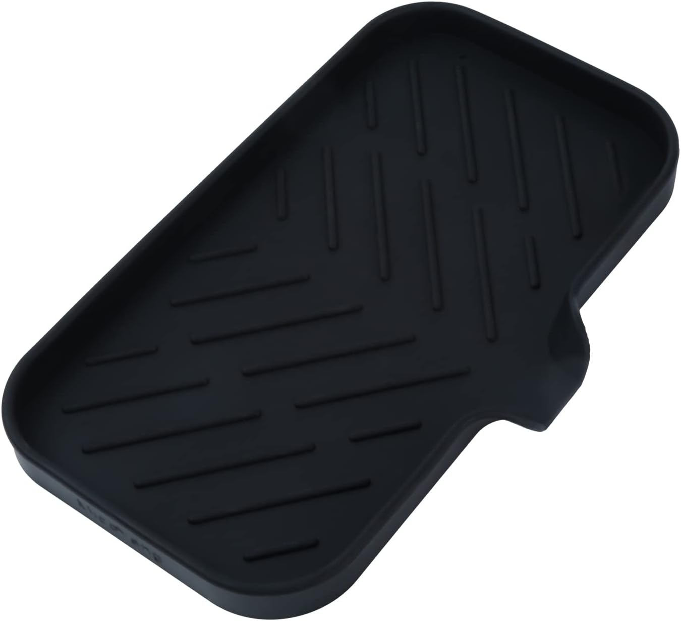 Silicone Bathroom Soap Dishes with Drain Spout-Bathroom and Kitchen Sink Organizer,Sponge Holder,Dish Soap Tray,Perfect for Dispenser,Scrubber,Bottle,Cup on Sink or Counter-Black 4.9"×3.2"