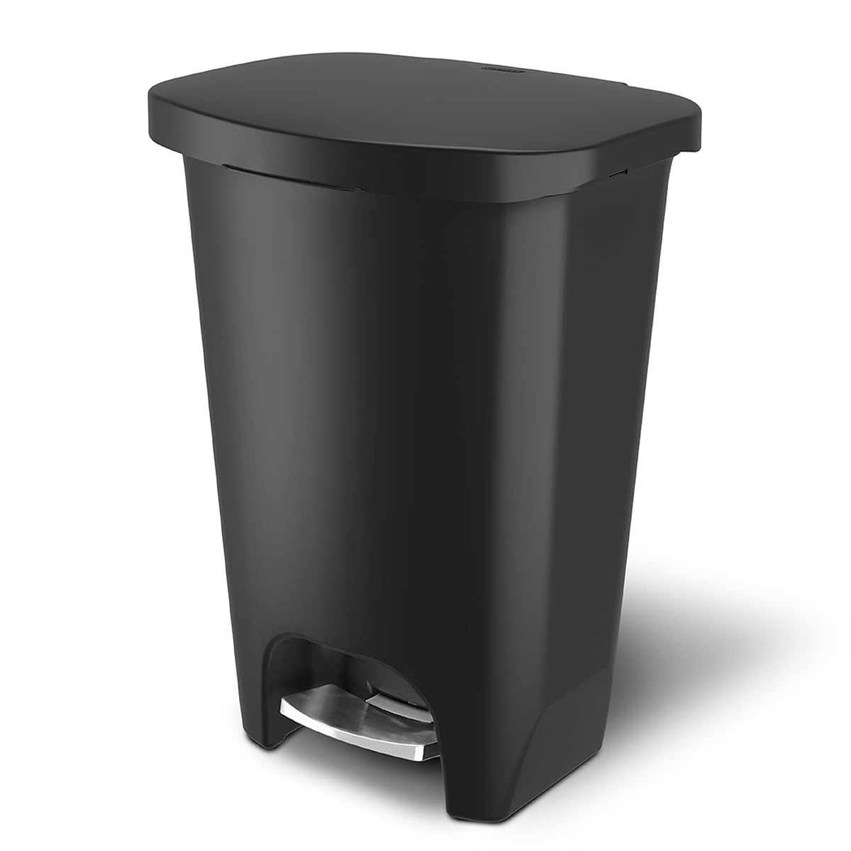 Glad 13 Gallon Trash Can | Plastic Kitchen Waste Bin with Odor Protection of Lid | Hands Free with Step On Foot Pedal and Garbage Bag Rings, Black