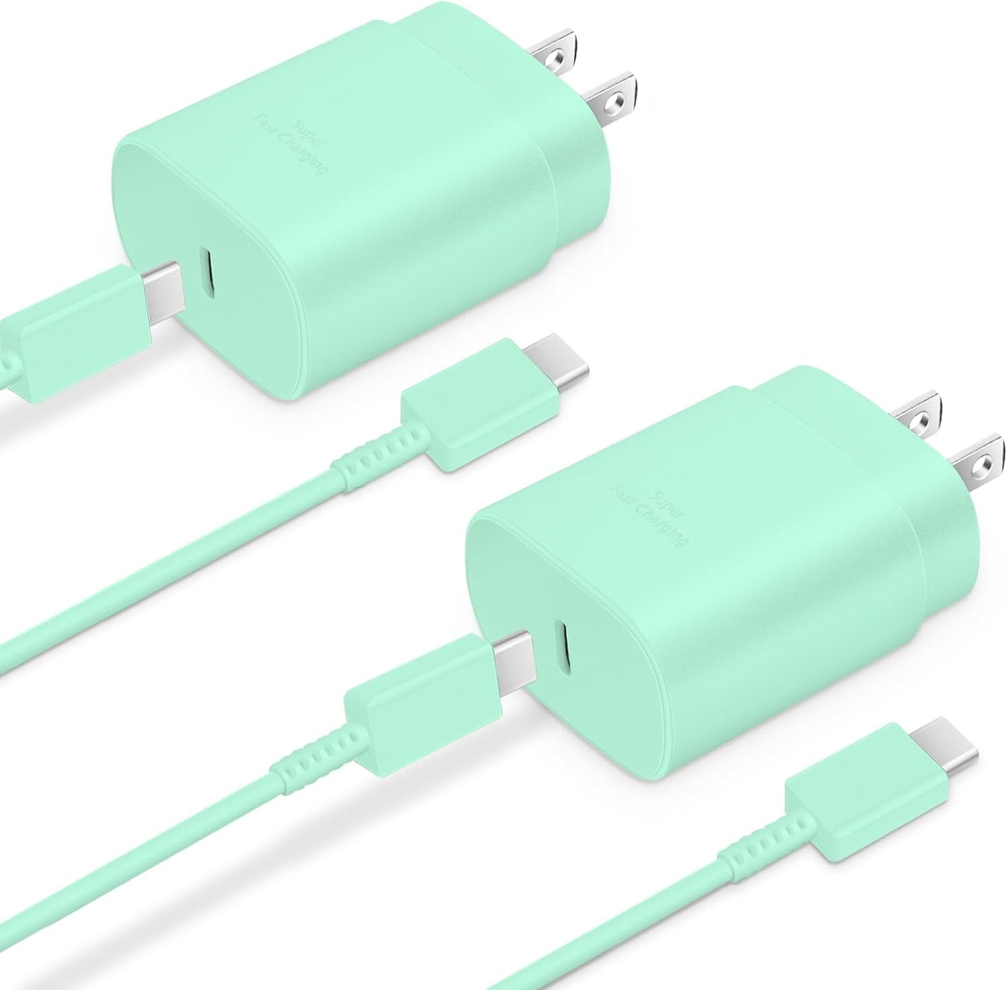 Type C Charger 2-Pack 25W Type C Fast Charging Block with 6ft USB C Charger Cable Compatible with Galaxy S25 S24 S23 S22 S21+/Phone 17/16/16 Pro Max/15/15 Pro Max/15 Plus-Black