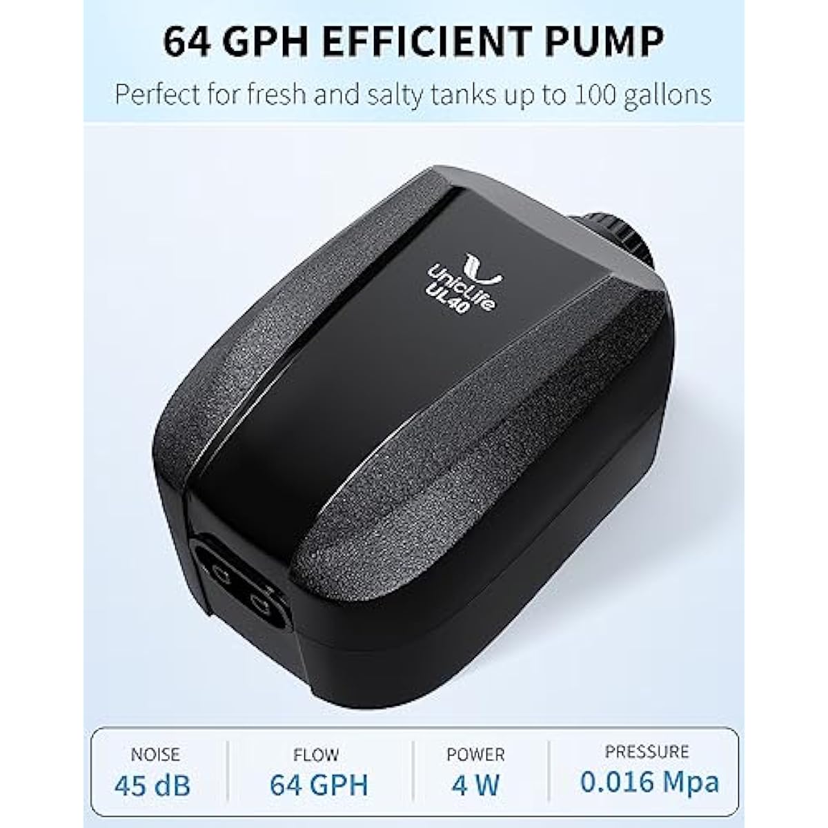Uniclife Aquarium Air Pump Dual Outlet Fish Tank Aerator with Accessories for 5-200 Gallon Tank