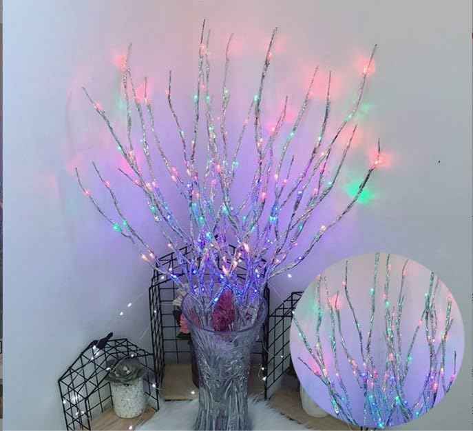 DK177 2 Pack Led Branch Light Battery Operated Lighted Branch Vase Filler Willow Tree Artificial Little Twig Power Brown 30 Inch 20 LED for Home Romantic Decoration, Warm White
