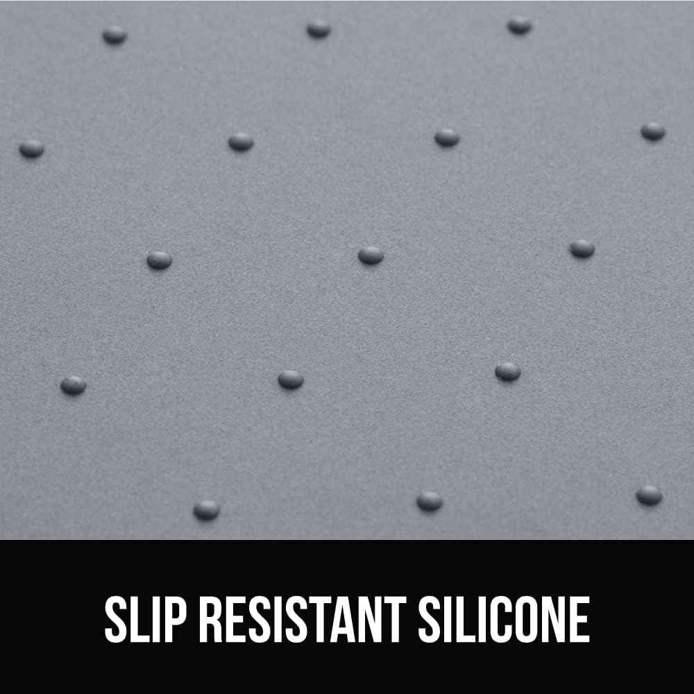 GORILLA GRIP 100% Waterproof Raised Edge BPA Free Silicone Pet Feeding Mat, Dog Cat Food Mats Contain Spills Protects Floors, Placemats for Cats and Dogs Water Bowl, Pets Accessories 18.5x11.5 Gray