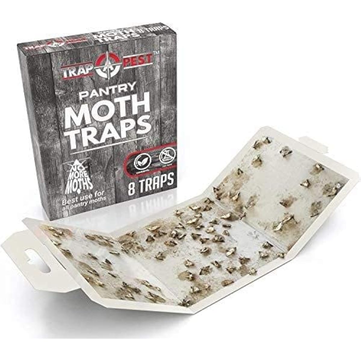 8 Pack Pantry Moth Traps- Safe and Effective for Food and Cupboard- Glue Traps with Pheromones for Pantry Moths