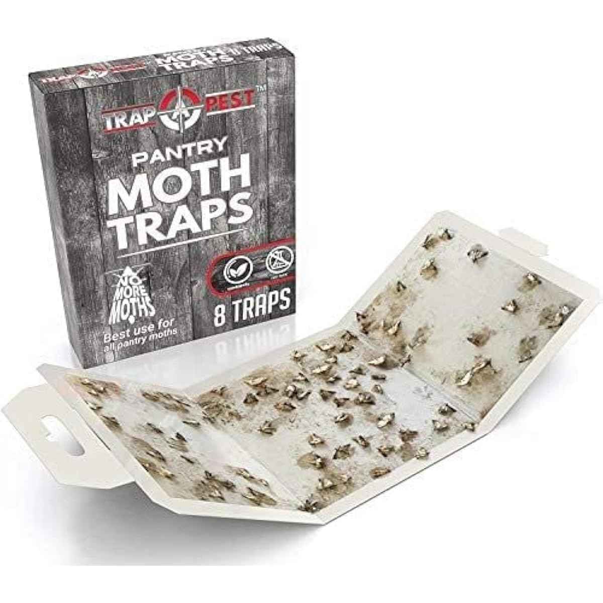 8 Pack Pantry Moth Traps- Safe and Effective for Food and Cupboard- Glue Traps with Pheromones for Pantry Moths
