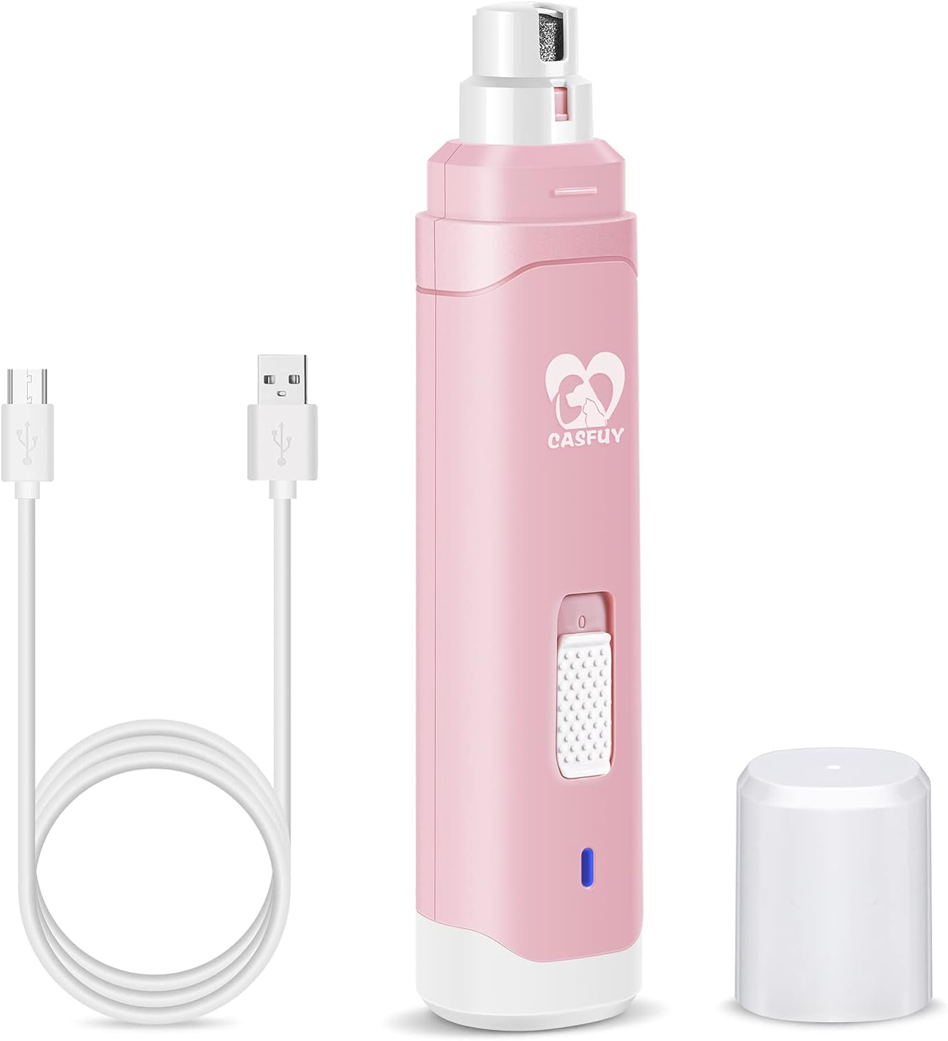 Casfuy Dog Nail Grinder Upgraded - Professional 2-Speed Electric Rechargeable Pet Nail Trimmer Painless Paws Grooming & Smoothing for Small Medium Large Dogs & Cats(Dark Blue)