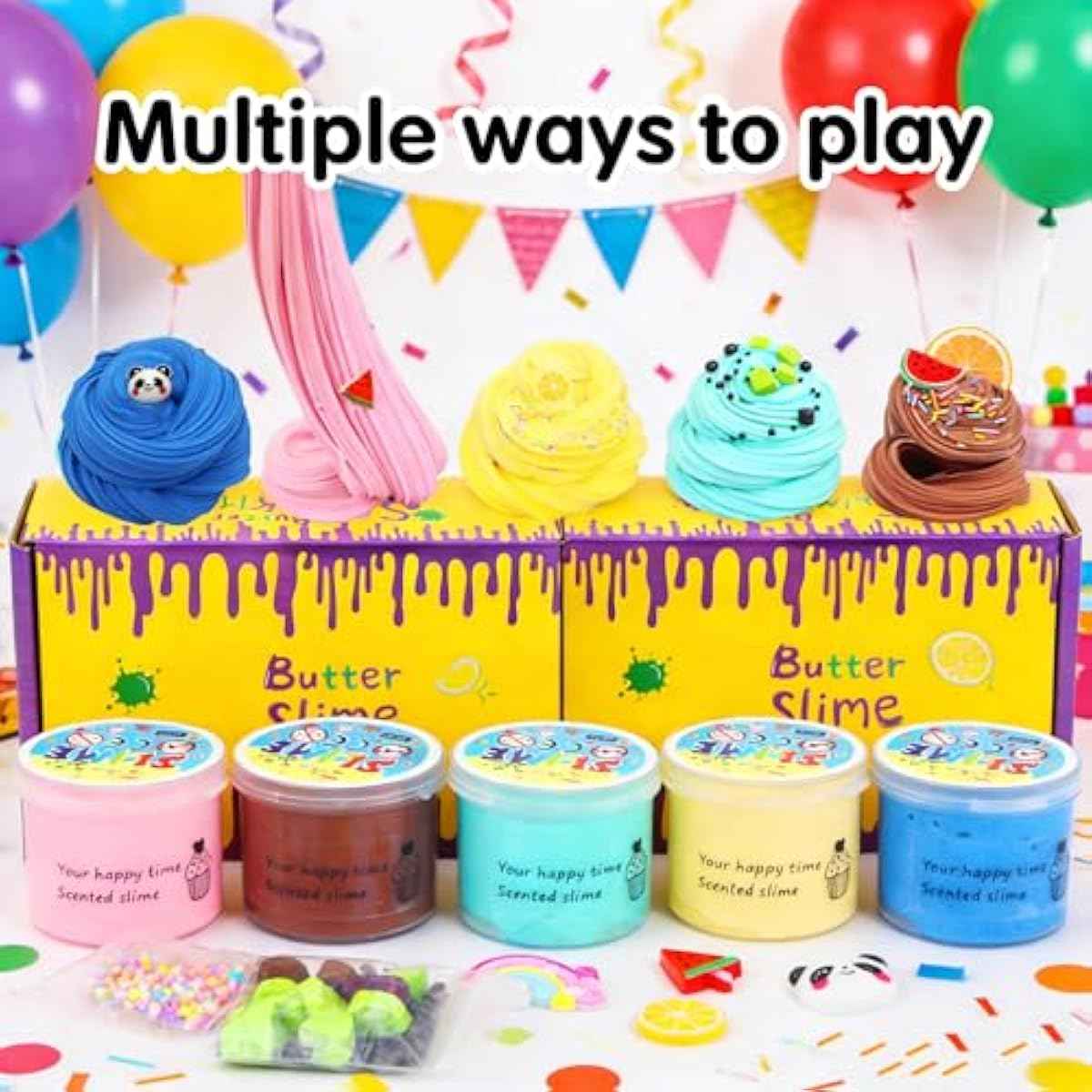 5 Pack Butter Slime Kit,Birthday Gifts for Kids,Party Favors for Girls and Boys,Non-Sticky,Super Soft Stress Relief Toy