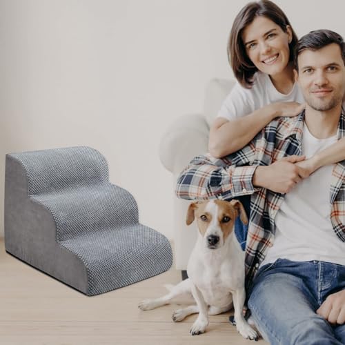 Chic Threads Dog Stairs for Small Dogs, 3-Step Dog Stairs for High Beds and Couch, Pet Steps for Small Dogs and CatsοΌNon-Slip Stable Indoor Dog Steps