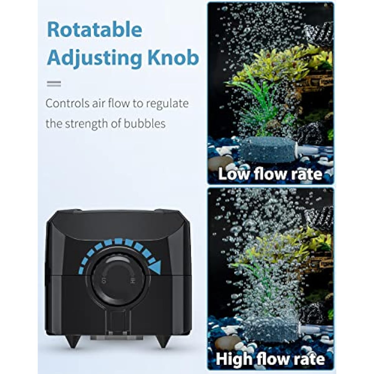 Uniclife Aquarium Air Pump Dual Outlet Fish Tank Aerator with Accessories for 5-200 Gallon Tank