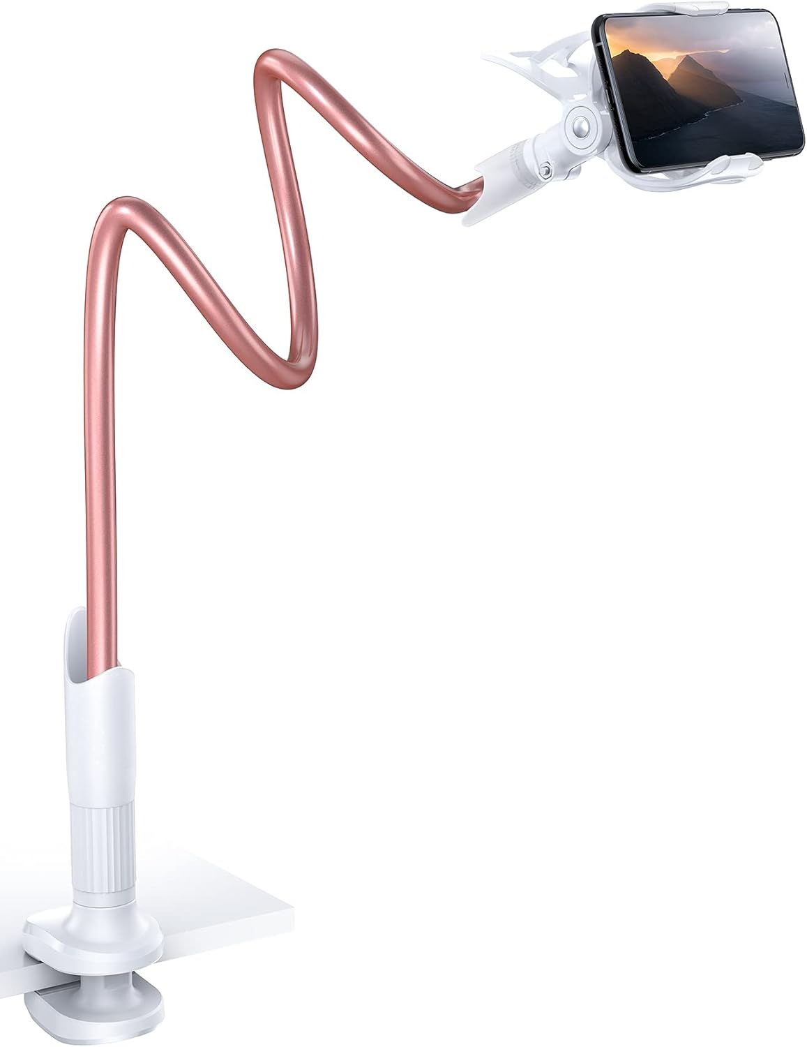 Lamicall Gooseneck Phone Holder for Bed - Cell Phone Mount Clamp Clip, Flexible Long Arm, Overhead Mount for Desk Headboard Bedside, for iPhone Air 17 Pro Max, 16 Pro Max, 15, 14 & 4-7" Phone