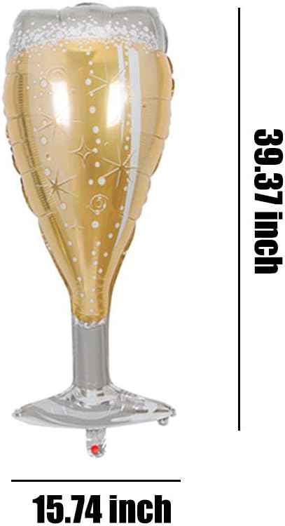 Champagne Bottle Balloons Champagne Glass Balloon Mylar Foil Balloons Birthday Engagement Bachelorette Party Bridal Shower Wedding Celebration Anniversary Decorations 4PCS