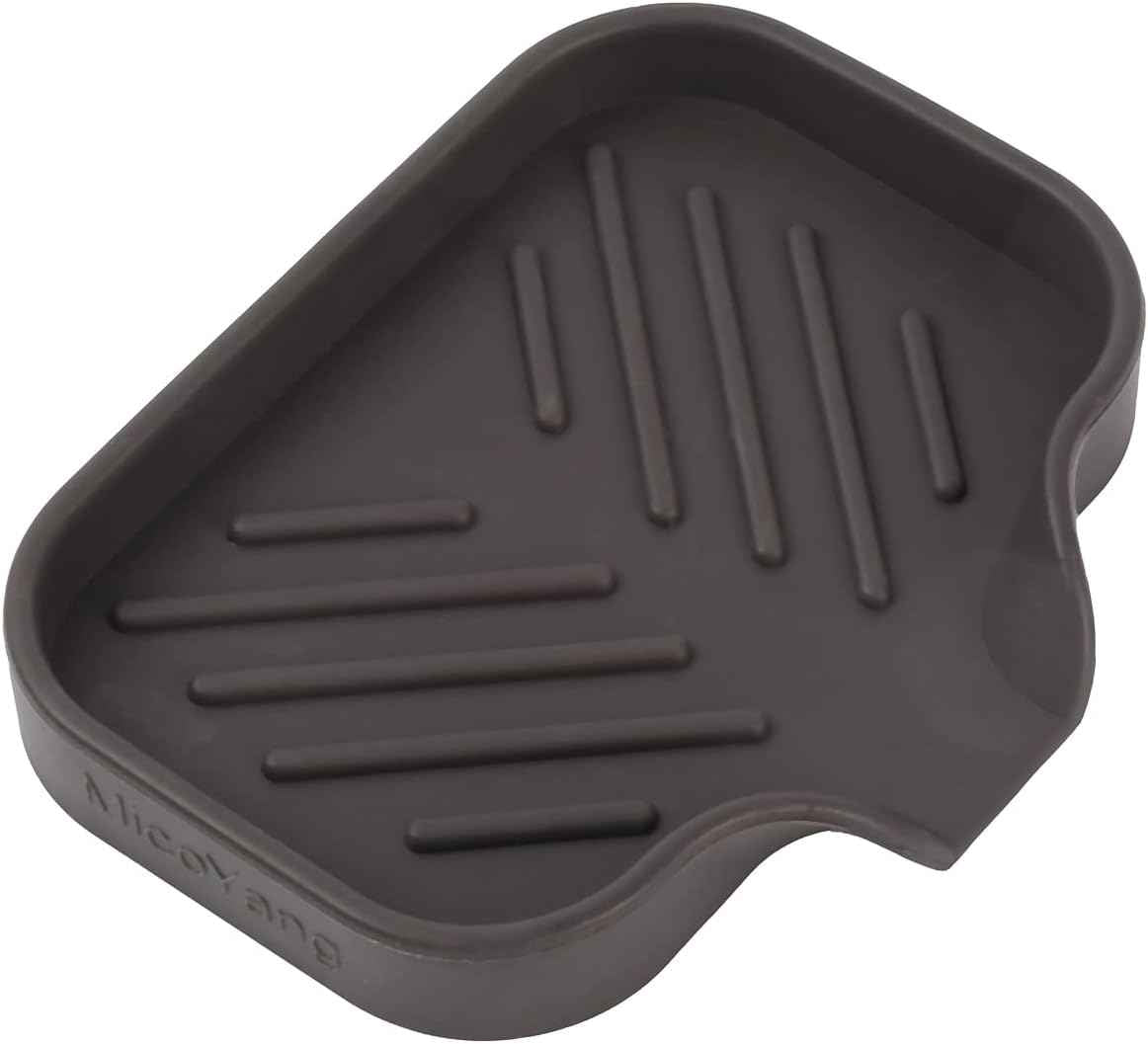 Silicone Bathroom Soap Dishes with Drain Spout-Bathroom and Kitchen Sink Organizer,Sponge Holder,Dish Soap Tray,Perfect for Dispenser,Scrubber,Bottle,Cup on Sink or Counter-Black 4.9"Γ3.2"