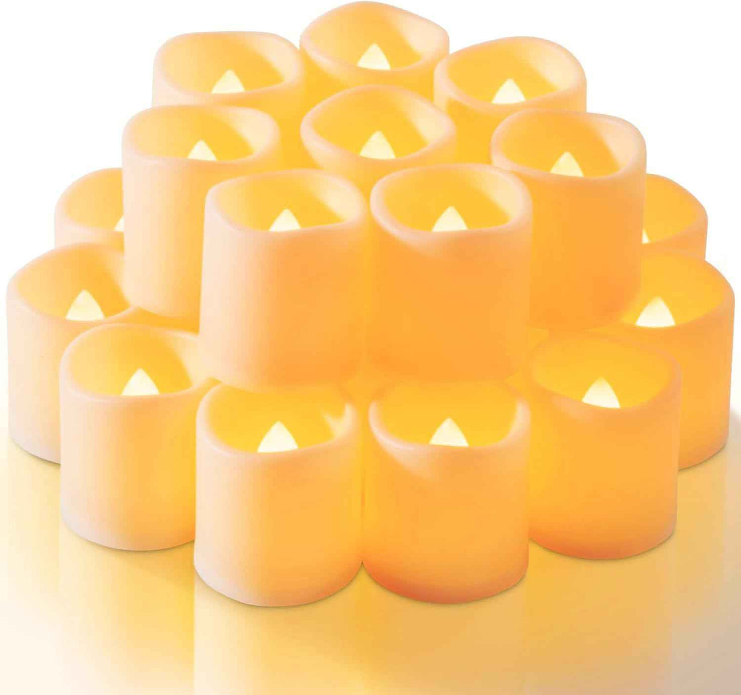 Homemory 24Pack Flickering Flameless Votive Candles,200+Hour Electric Fake Candles,Battery Operated LED Tealight for Wedding,Outdoor,Table,Halloween,Christmas Decor(Warm White,Battery Included)