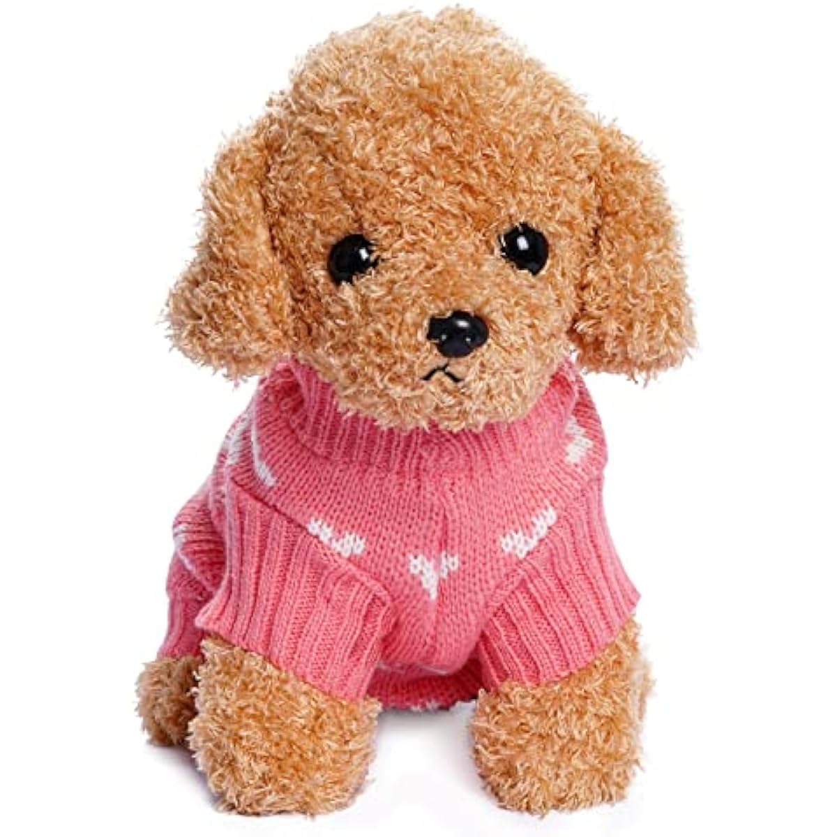 Dxhycc Dog Knitted Sweater Heart Puppy Sweater Warm Soft Pet Holiday Clothes for Small Cats and Dogs (Pink, S)