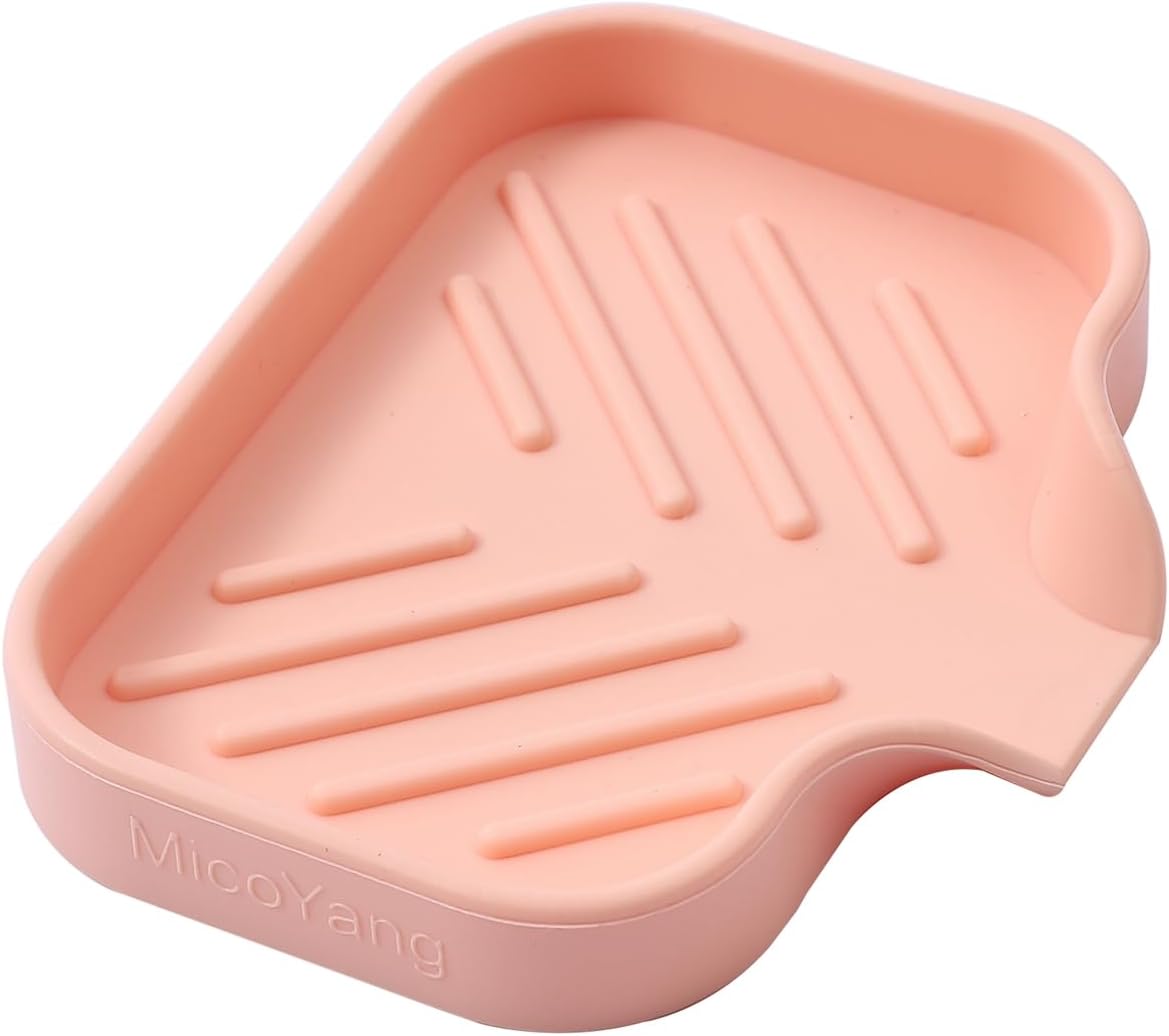 Silicone Bathroom Soap Dishes with Drain Spout-Bathroom and Kitchen Sink Organizer,Sponge Holder,Dish Soap Tray,Perfect for Dispenser,Scrubber,Bottle,Cup on Sink or Counter-Black 4.9"Γ3.2"