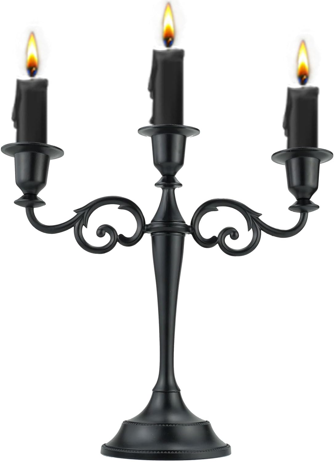 3 Candle Metal Candelabra Candlesticks Holder for Formal Events, Wedding, Church, Holiday Décor, Halloween – Taper Candle Holder Stand Centerpiece Elegant Decoration Piece for Table,Silver
