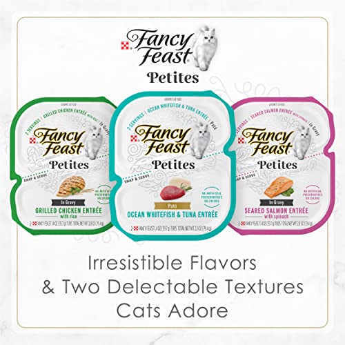 Purina Fancy Feast Petites Seared Salmon Entree With Spinach in Gravy Gourmet Wet Cat Food - (Pack of 12) 2.8 oz. Tubs