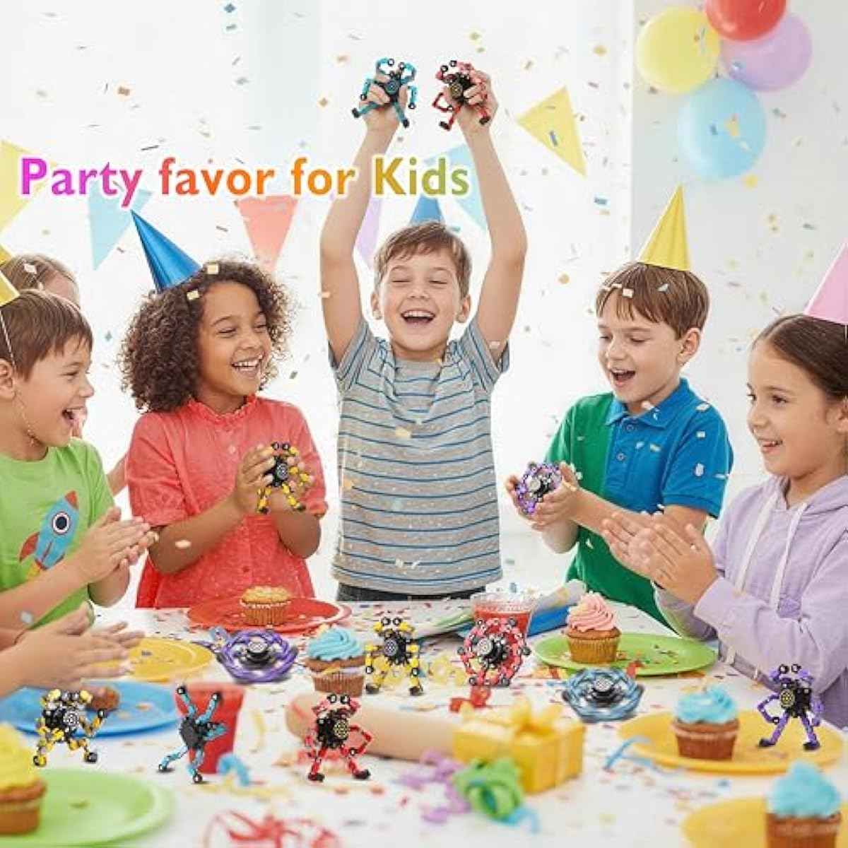 Valentines Day Gifts Transformable Fidget Spinners Toys 4 Pcs for Kids and Adults Stress Relief Sensory Toys for Boys and Girls Age 8-13 Fingertip Gyros Easter Basket Stuffers for Teens