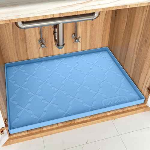 SIKADEER 34" x 22" Under Sink Mat Waterproof, Silicone Mat Kitchen Drawer Shelf and Cabinet Liner, Sink Protector for Kitchen Organizers and Storage, Boot Tray Pet Food Mats