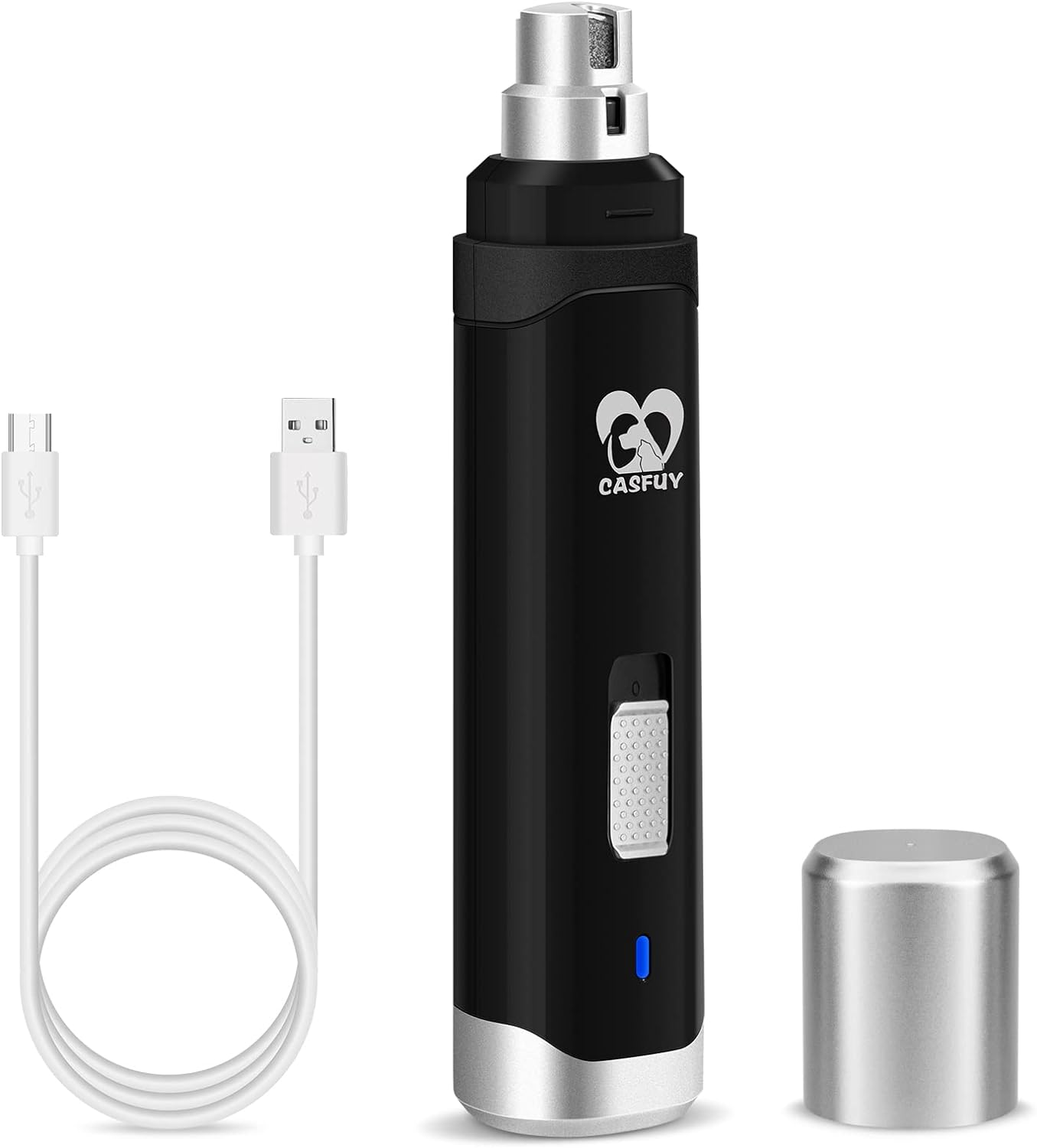 Casfuy Dog Nail Grinder Upgraded - Professional 2-Speed Electric Rechargeable Pet Nail Trimmer Painless Paws Grooming & Smoothing for Small Medium Large Dogs & Cats(Dark Blue)