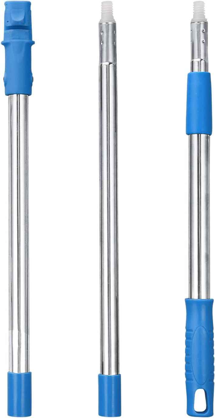 Window Cleaner with Long Handle(57IN), Glass Cleaning Tools with Silicone Squeegee & Microfiber Scrubber, Window Cleaning Kit for Shower Glass Mirror Door Car