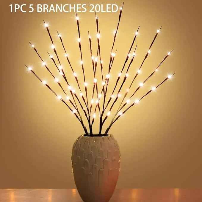 2Pcs 40 LED Branch Lights - Indoor Decoration Lighting for Weddings, Birthdays, and Christmas - Fairy Lig, Warm