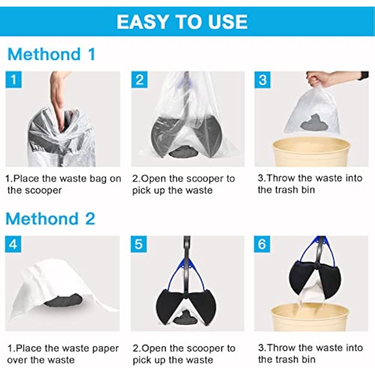UPSKY Pooper Scooper for Large Small Dogs, Folding Dog Poop Scooper, Sturdy Spring and Premium Materials,Easy to Use for Grass, Dirt, Gravel Pick Up Shovel
