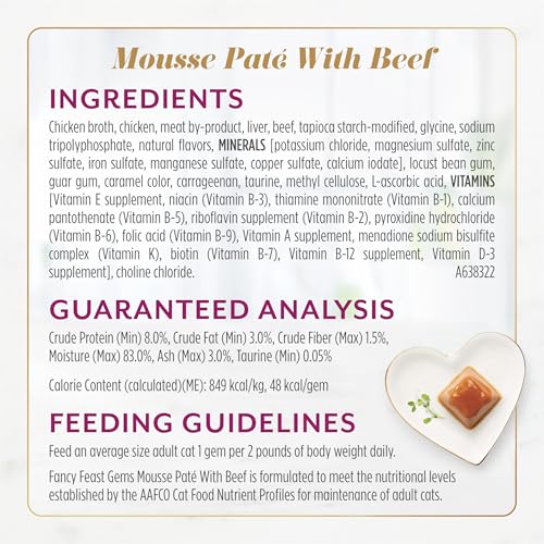Fancy Feast Gems Pate Cat Food Mousse Chicken or Beef and a Halo of Savory Gravy Wet Cat Food Variety Pack - (1) 8 ct. Boxes - 8 ct. Box