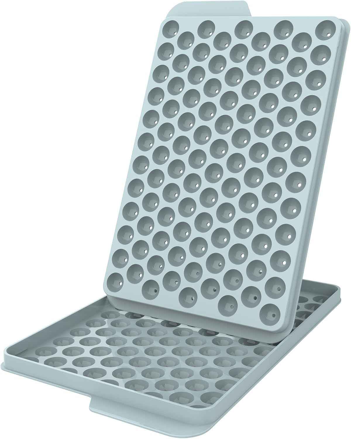 WIBIMEN Mini Ice Cube Trays, Small Tiny Round Pebble Crushed Nugget Ice Trays for Freezer with Lid - Chilling Drinks Coffee Juice(2 Pack/0.55In - Blue)