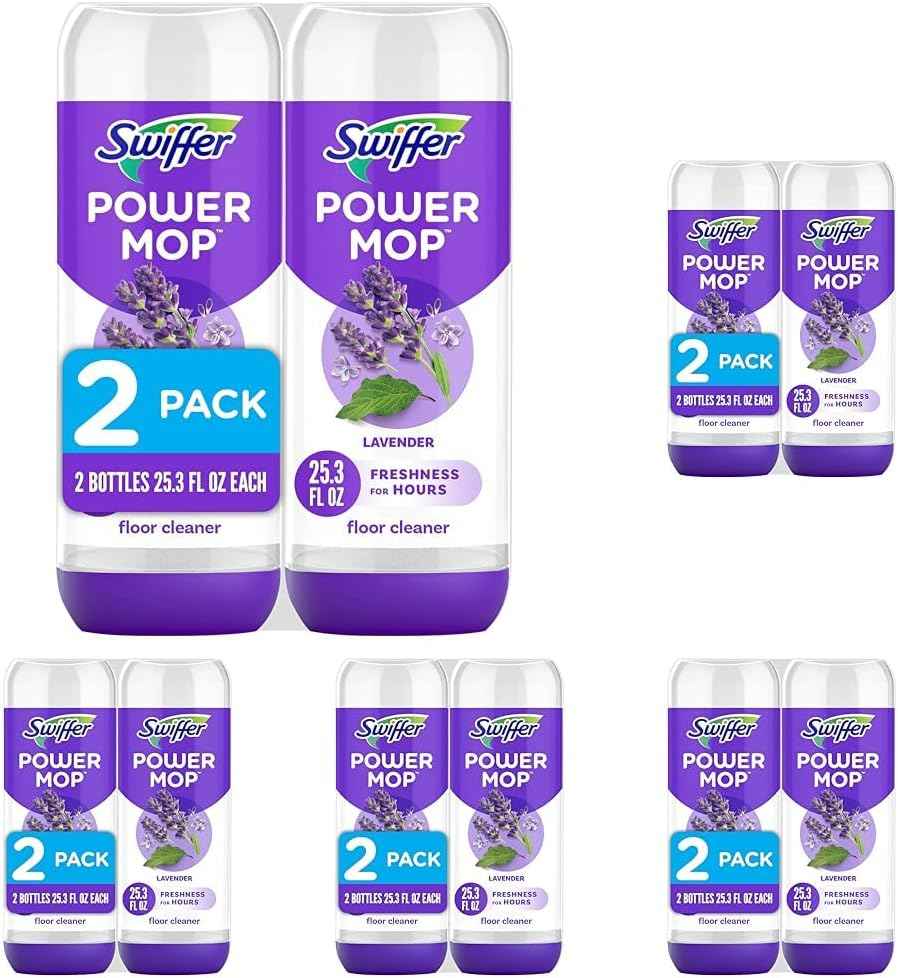 Swiffer PowerMop Floor Cleaning Solution with Fresh Scent, PowerMop Refills, Floor Cleaner for Mopping, 25.3 fl oz, 2 Pack