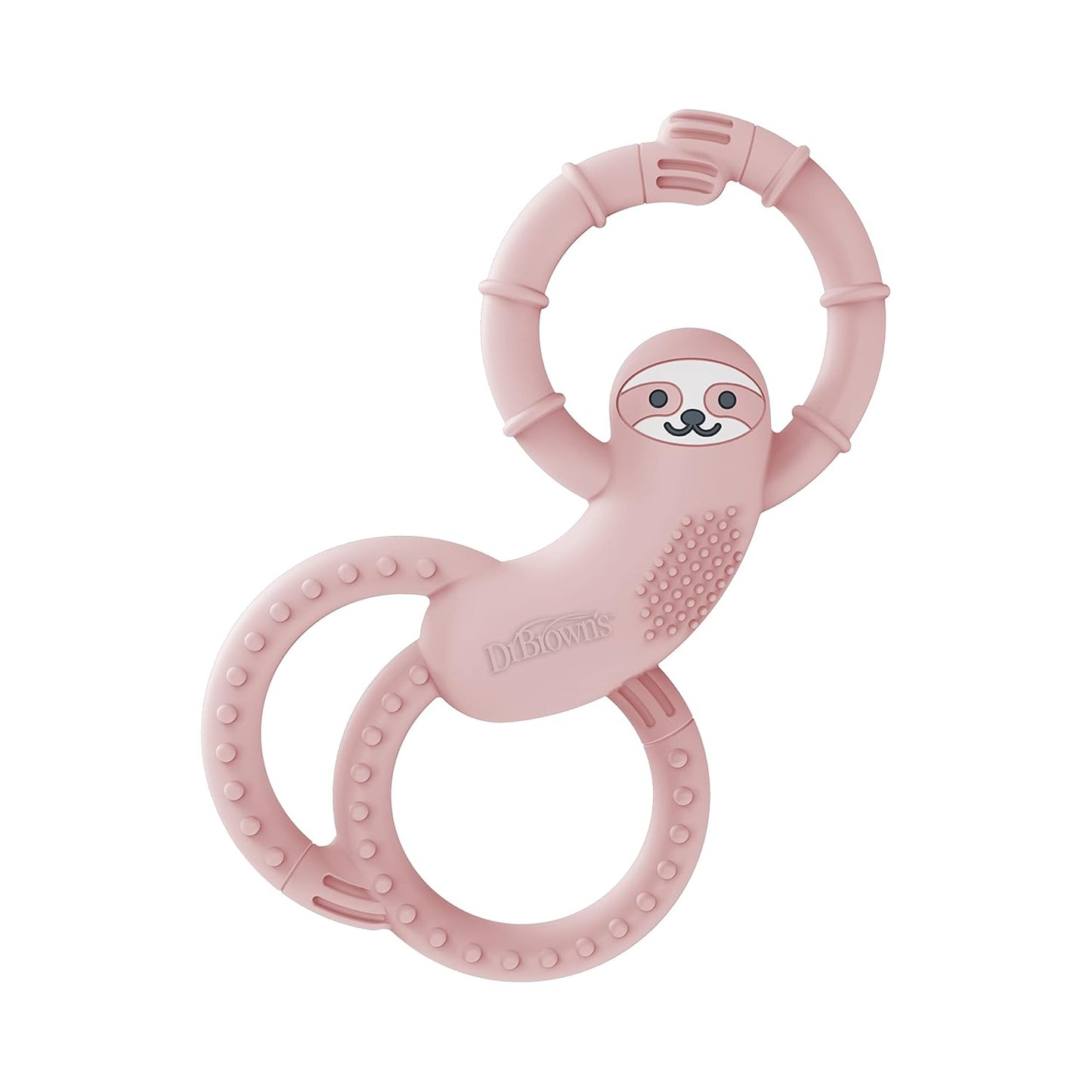 Dr. Brown's Flexees Teether, Pink Bunny, Soft 100% Silicone Baby Teether, BPA Free, 3m+, 1 Pack