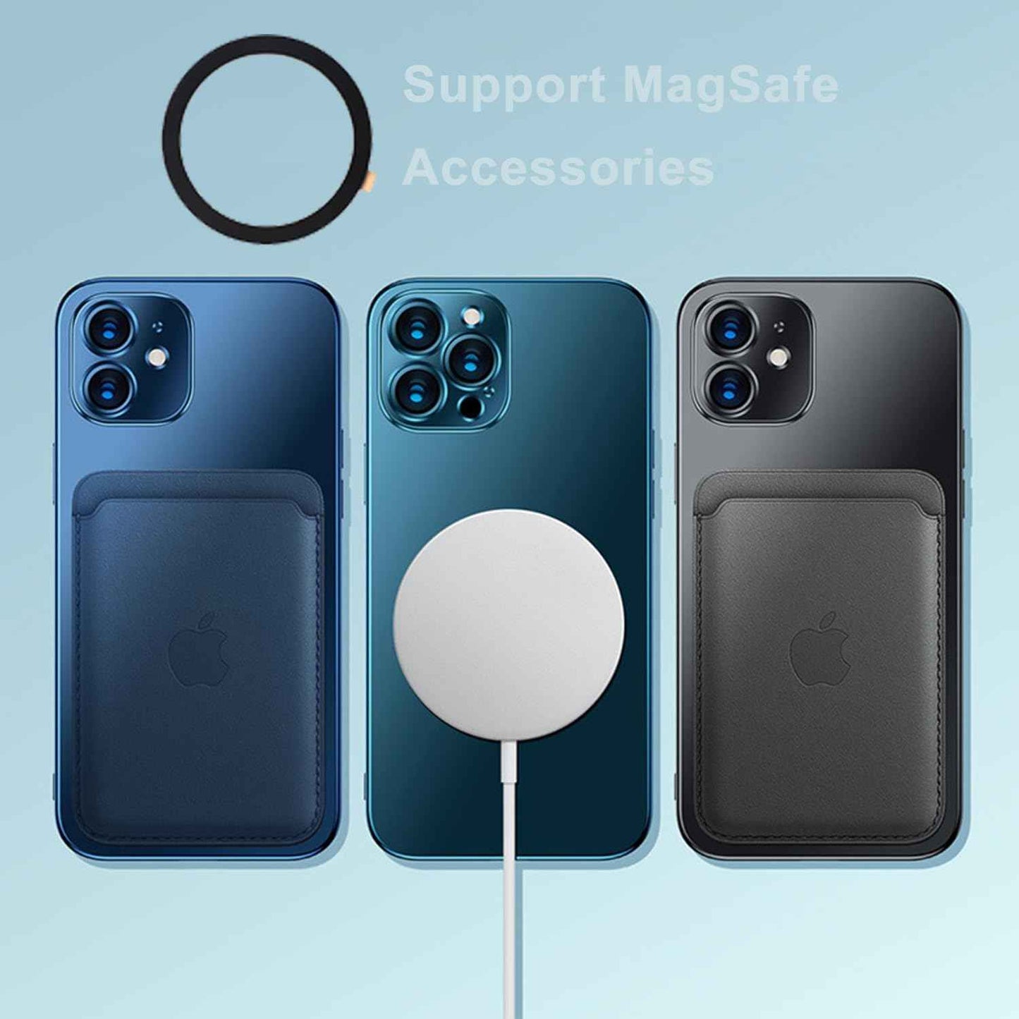 TENOC Universal Metal Ring Sticker for Magnetic Charger Compatible with iPhone/Samsung/Android All Cellphones, Magnetic Mount/Phone Holder Conversion Accessories, 3Pcs, Black