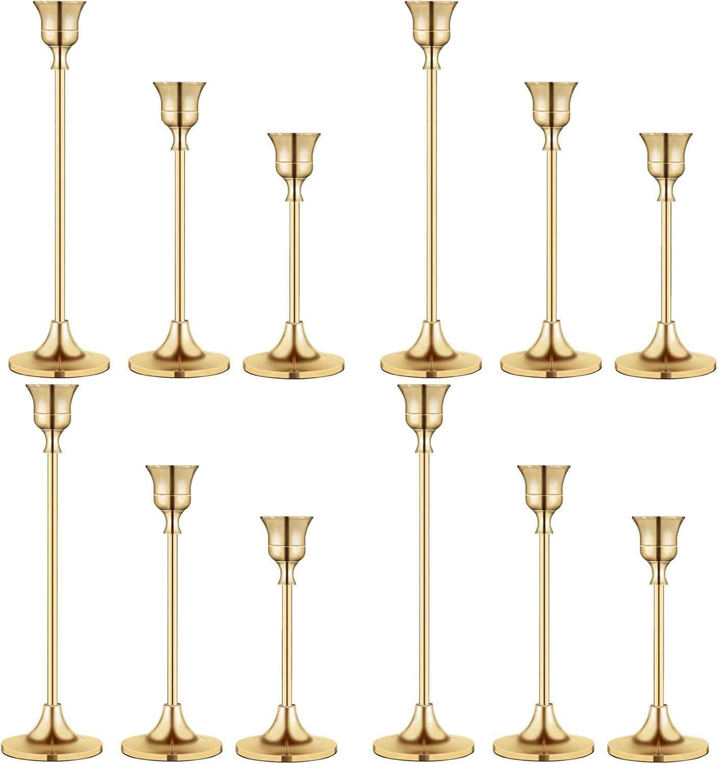 Candlestick Holders,Taper Candle Holder for Candlesticks Gold Brass Vintage Candle Stick Candle Holders Candelabra Candle Holder for Fireplace Party Dining Home