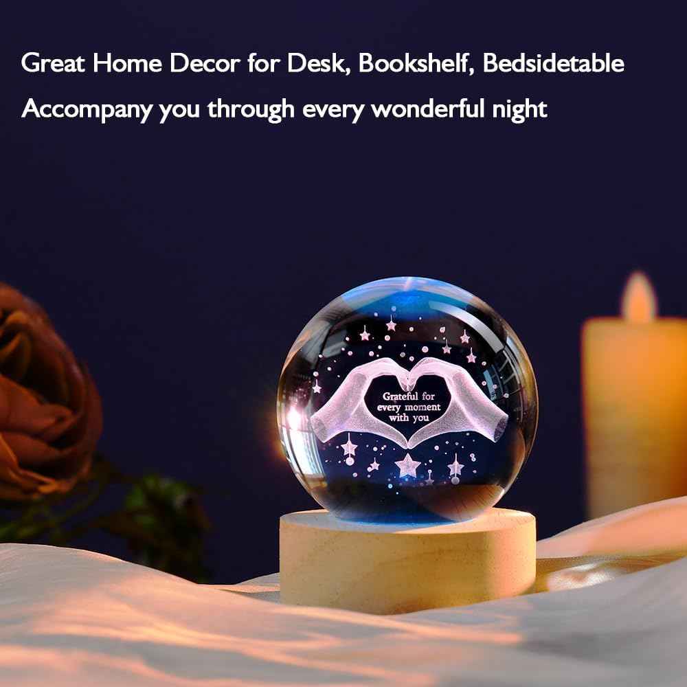3D Couple Crystal Ball Love Gifts for Her Valentine's Gifts for Women 60mm Glass Romantic Gift for Wife Globe Decor Love Gifts Anniversary Christmas Birthday Gifts