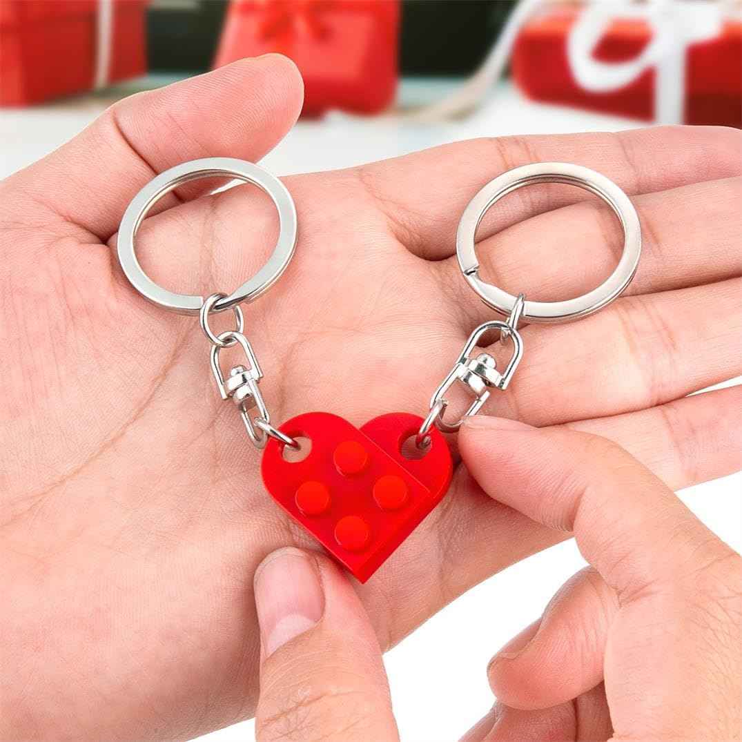 Couples Matching Stuff Gifts - Red Heart Keychain, Matching Couple Heart Keychains Decorations Christmas Valentines Day Gifts for Boyfriend Girlfriend