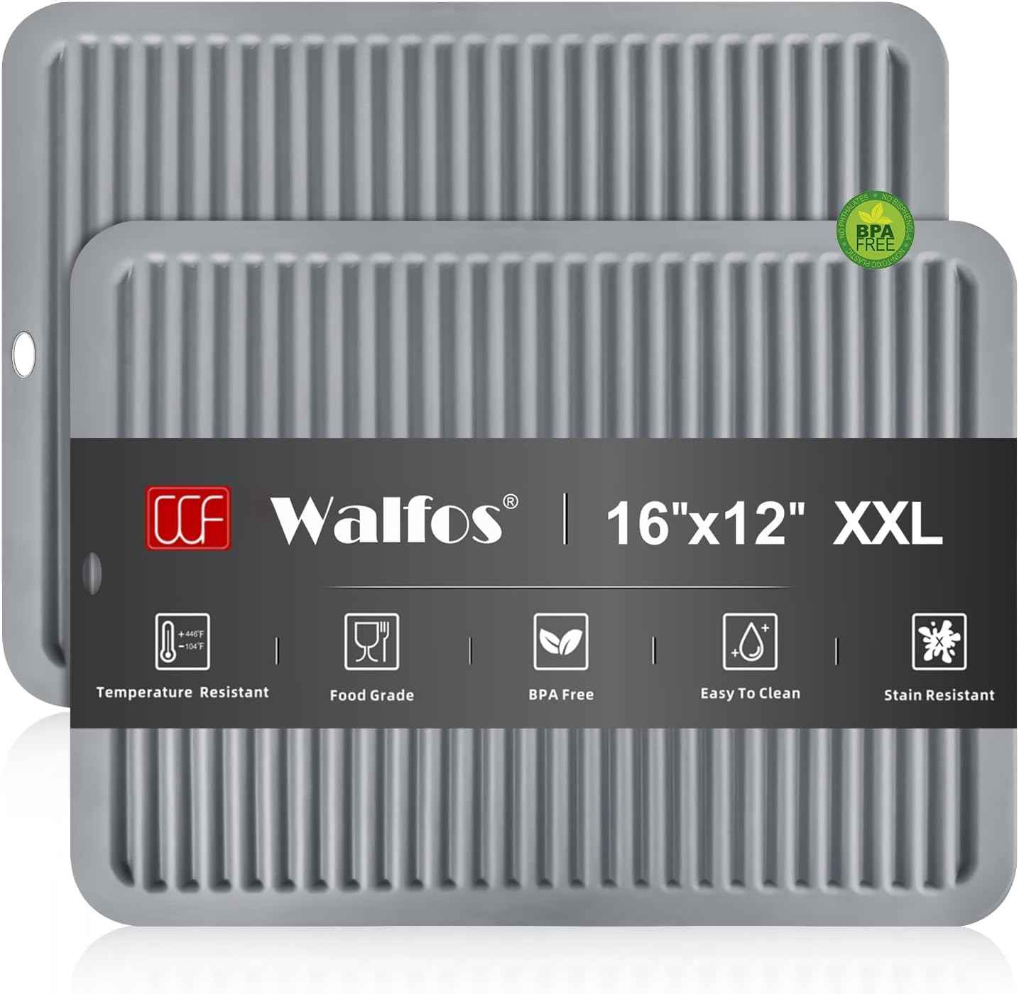 Walfos Silicone Trivet Mats - 4 Heat Resistant Pot Holders, Multipurpose Non-Slip Hot Pads for Kitchen Potholders, Hot Dishers, Jar Opener, Spoon Holder, Food Grade Silicone & BPA Free (Black)