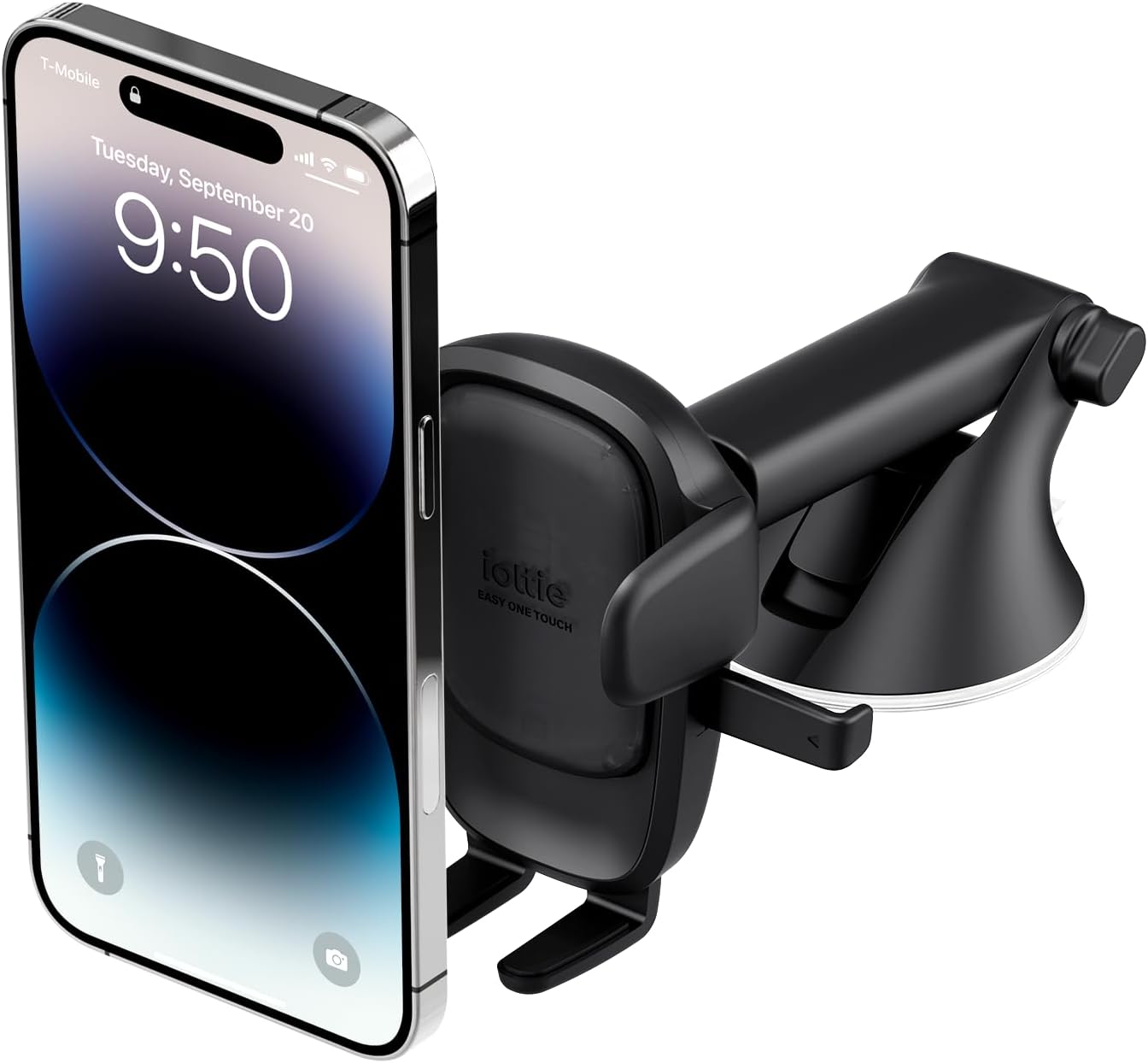 iOttie Easy One Touch Signature Dashboard & Windshield Universal Car Mount Phone Holder Desk Stand with Suction Cup Base and Telescopic Arm for iPhone, Samsung, Google, More Smartphones